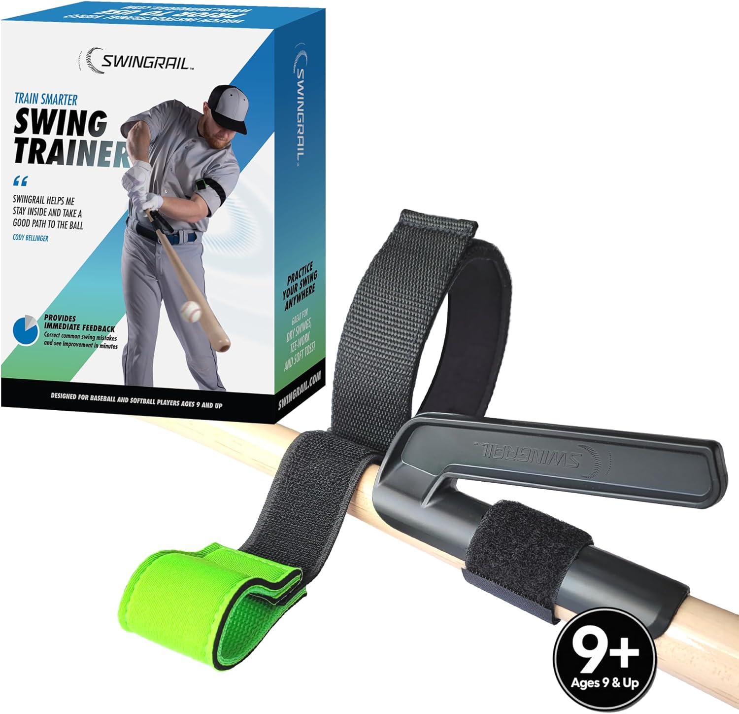 SWINGRAIL Baseball Hitting Trainer - Improve Bat Speed & Swing Mechanics | Ideal for Ages 9+