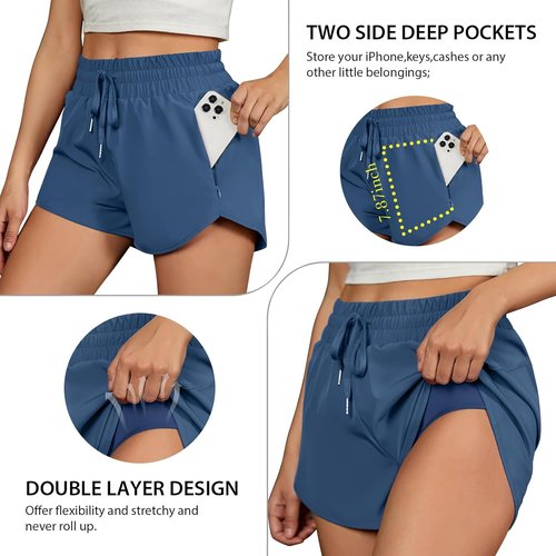BMJL Women's Running Shorts - High Waisted 2.5" Athletic Gym Shorts with Zipper Pockets for Summer