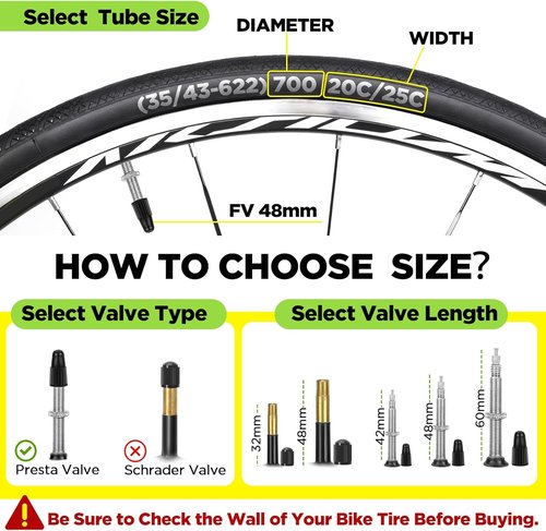 700C Bike Tube - Butyl 2 Pack with Tire Levers | Compatible with 700x20C-25C Sizes