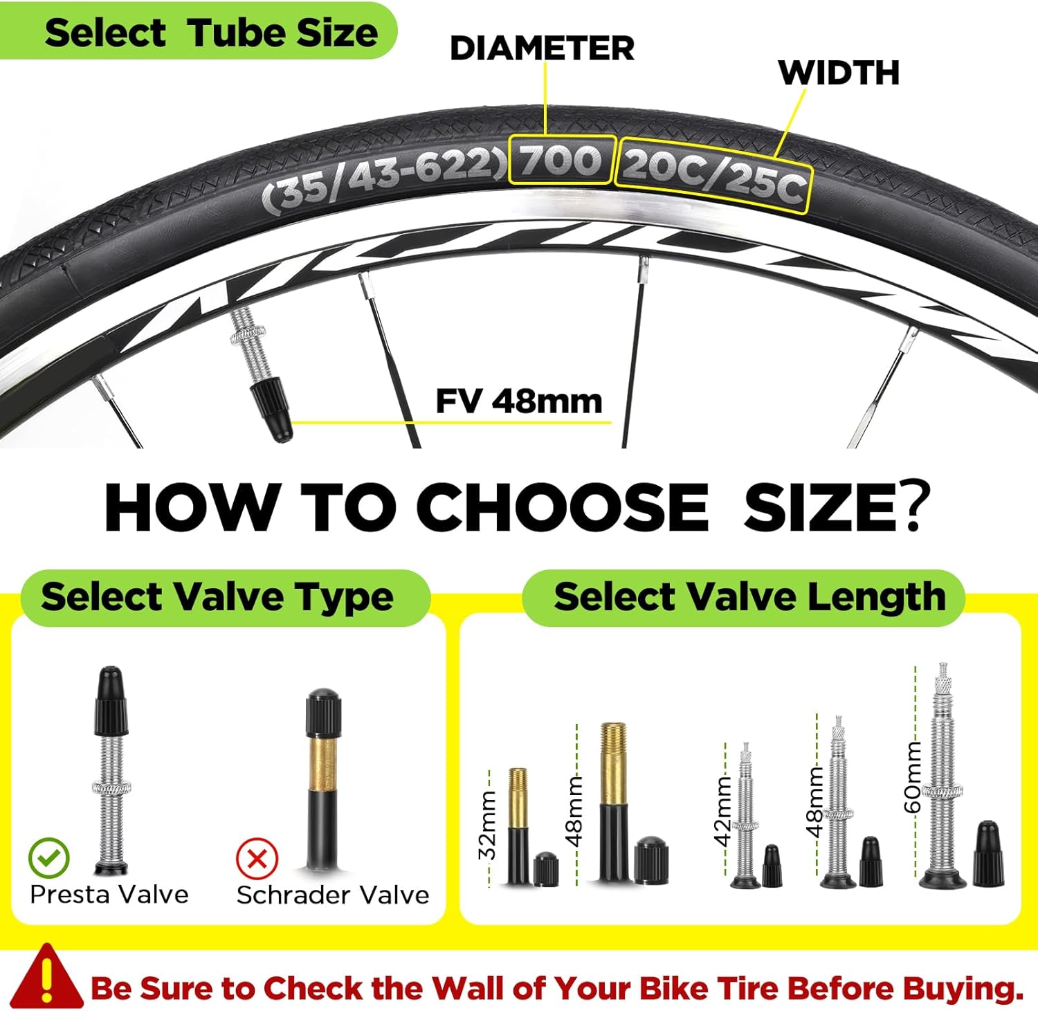 700C Bike Tube by [Brand Name] - Durable Butyl Inner Tube with 2 Tire Levers | Fits 700x20C-25C