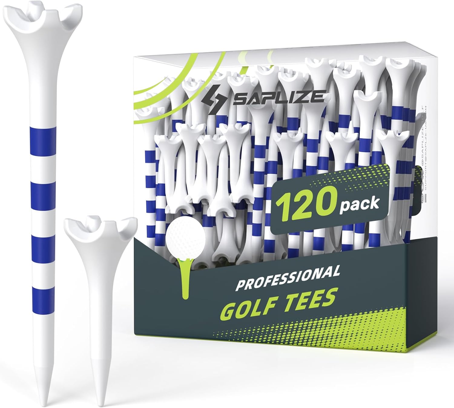 SAPLIZE Golf Tees - Upgraded 4-Prong Design to Reduce Friction & Side Spin | 50/100/120/200 Pack