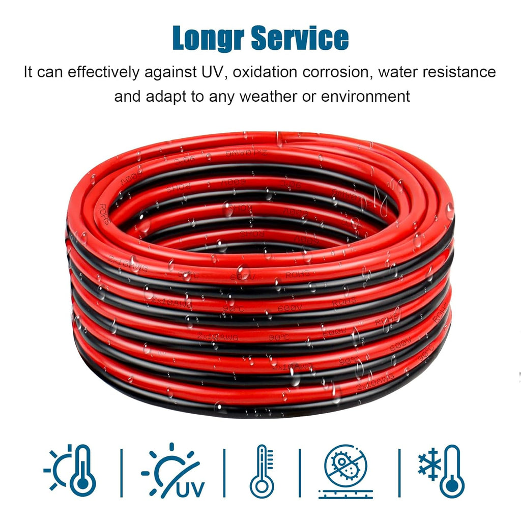 10 Gauge Copper Wire - Oxygen-Free 10 AWG Battery Cable for Solar, Automotive & RV | 30FT