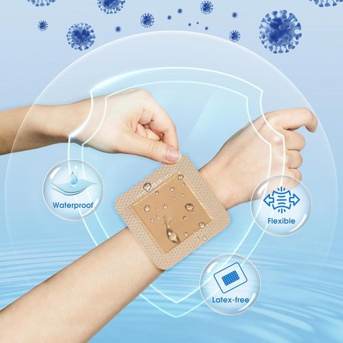General Medi Waterproof Silicone Foam Island Dressing - 4" x 4" Sterile Wound Care Pads (10 Pack) | Soft, Absorbent & Adhesive