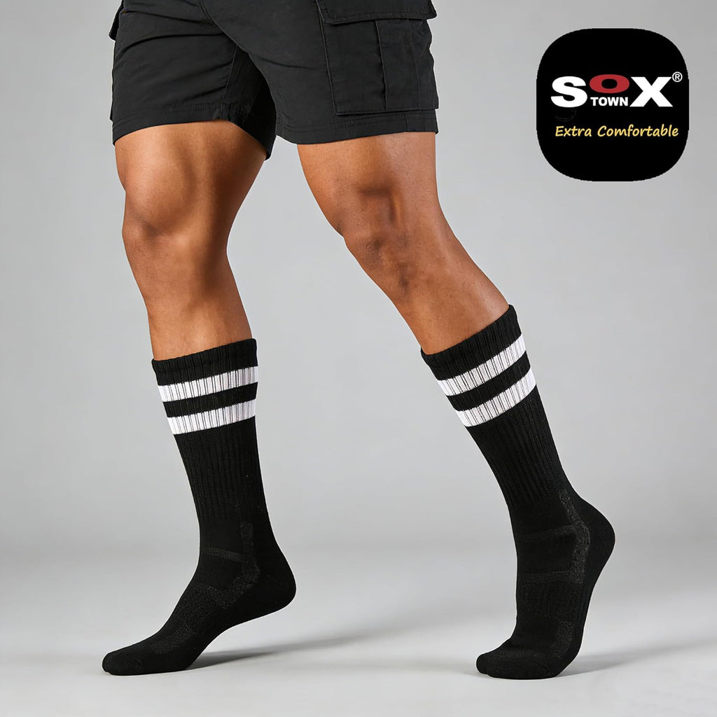 SOX TOWN Unisex Cushioned Crew Athletic Socks - Moisture-Wicking, Breathable Comfort for Men & Women