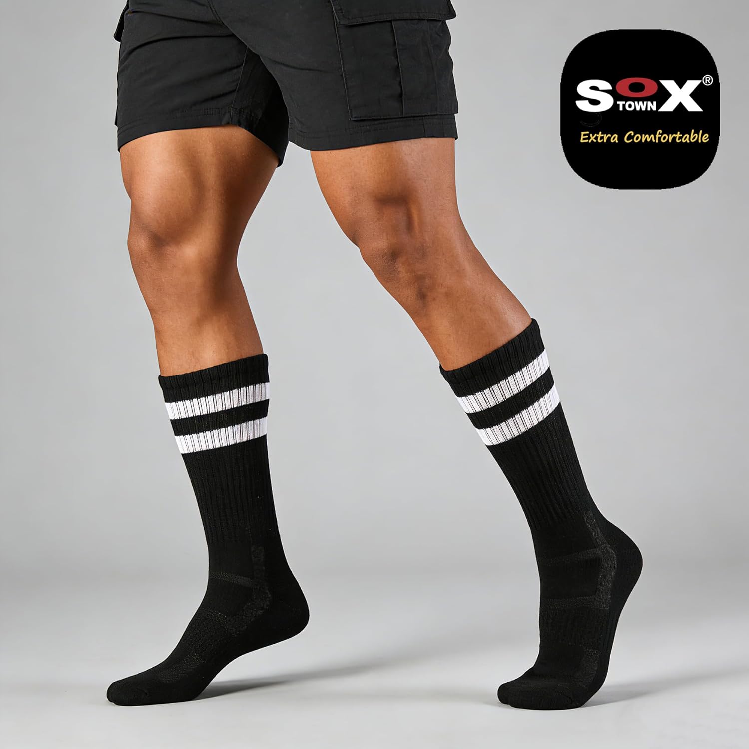 SOX TOWN Unisex Cushioned Crew Athletic Socks - Moisture-Wicking, Breathable Comfort for Men & Women