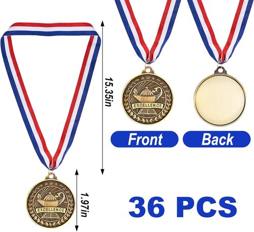 GOLDGE 36Pcs Bronze Winner Medals - 2'' Awards with Neck Ribbons for Academic Competitions & Graduation