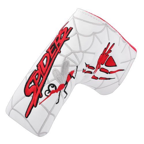 SHABIER White Golf Blade Head Cover with The Red Spider Design for Blade Golf Putter Head Cover