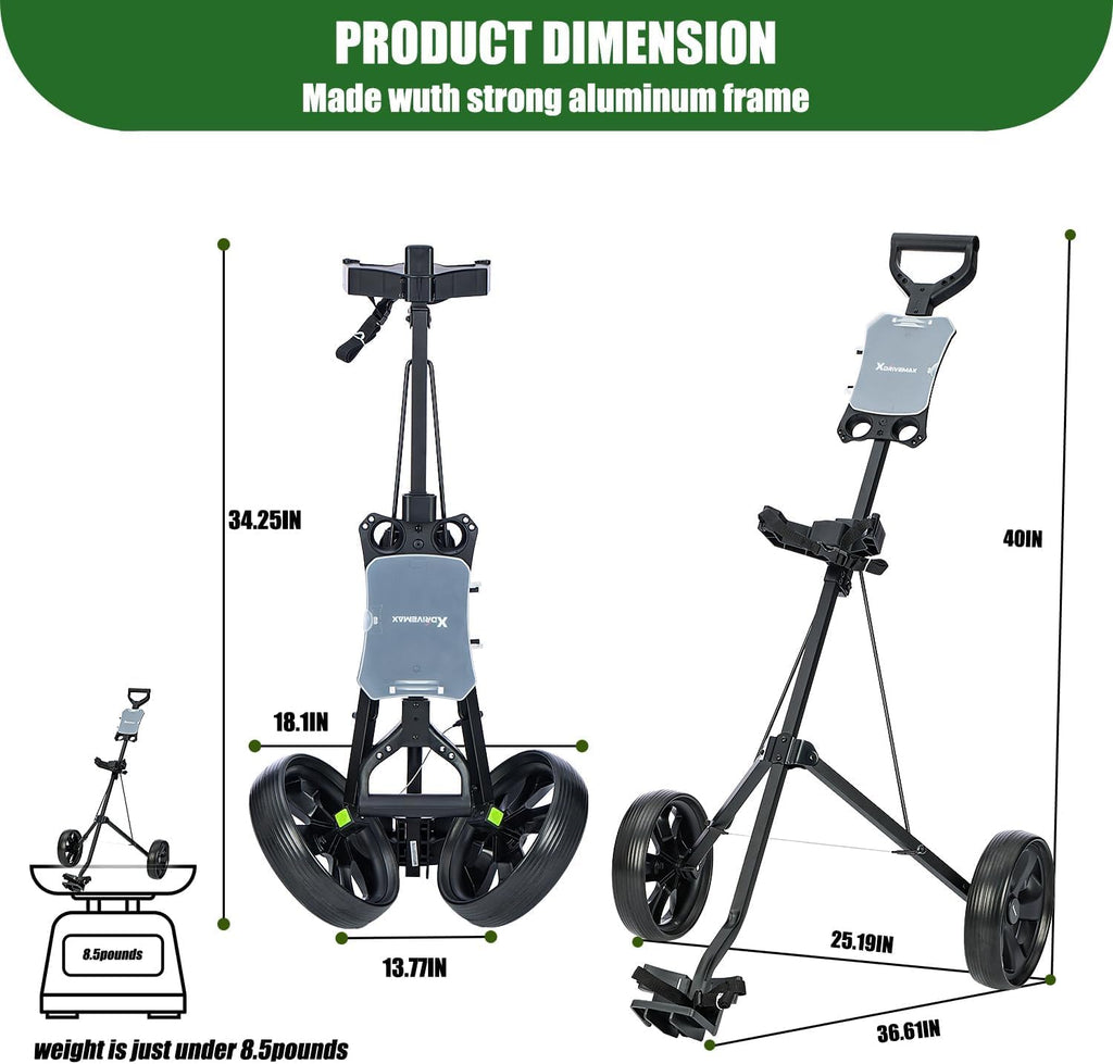 XDriveMax GC01 Golf Pull Push Cart 2 Wheel,Lightweight Folding Golf Pack