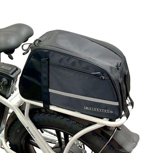AlveyTech XL 12-Liter Bike Bag for Rear Rack on Bicycle - 12L Water Resistant Storage Trunk Bags for Bicycles, Cargo Carrier Mounts on Seat Post or Frame Racks on Back of Bikes, with Shoulder Strap