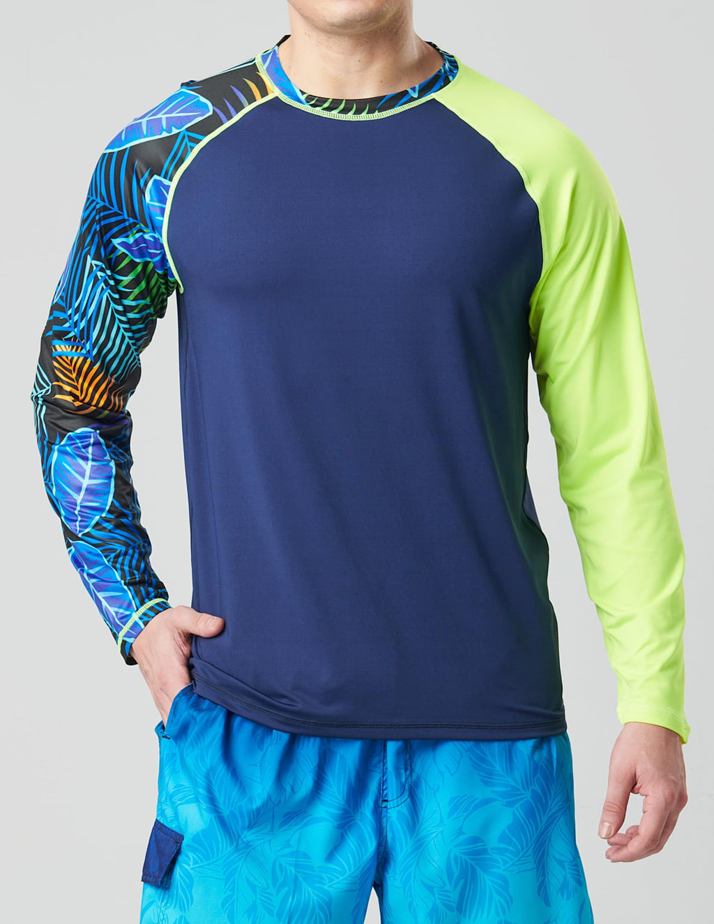 2 Pack Men’s Rash Guard Long Sleeve Swim Shirts UPF 50+ Sun Protection – Quick Dry Lightweight UV Fishing Surf Shirt (Set 1, Large)