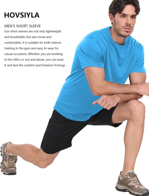 HovSiyla Athletic Workout Shirts for Men - Quick Dry Moisture-Wicking Performance Tee | 1/5 Pack