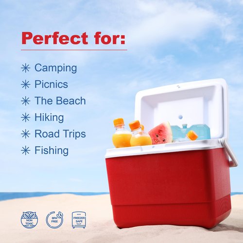 Sport Temp Reusable X-Large Ice Pack (8 Pack) Long Lasting - Perfect for Keeping Food Or Beverages Cold, Coolers, Camping, Beach Coolers, Hiking & More, Clear Blue