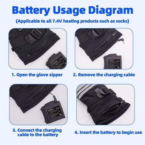 kelingdun 2pcs 7.4V 3500mAh Lithium Polymer Batteries.Rechargeable Li-Polymer Batteries for Heated Gloves, Socks,and Jackets, Ideal for Skiing,Fishing,and Winter Sports. Female DC Jack Compatibility.