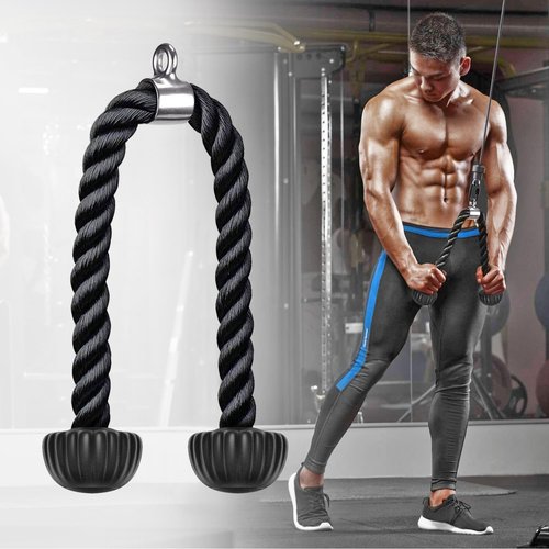 Kipika Tricep Rope - Heavy Duty Nylon Cable Machine Attachment with Soft Rubber Ends | Gym Pull Down Rope