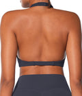 Sunzel Women's Sports Bra - Halter Neck Twist Front Yoga Crop Top with Removable Pads | Open Back V Neck