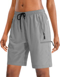 SANTINY Women's 5''/ 7''/9'' Hiking Cargo Shorts Quick Dry Lightweight Summer Shorts for Women Athletic Golf Zipper Pockets(Light Grey_XL)
