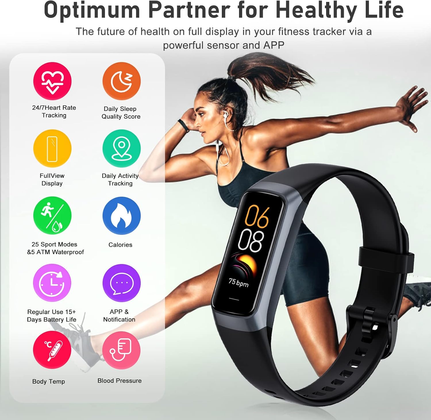 Skiennix Fitness Tracker - 24/7 Heart Rate & Blood Oxygen Monitor | Waterproof Smart Watch for Men & Women