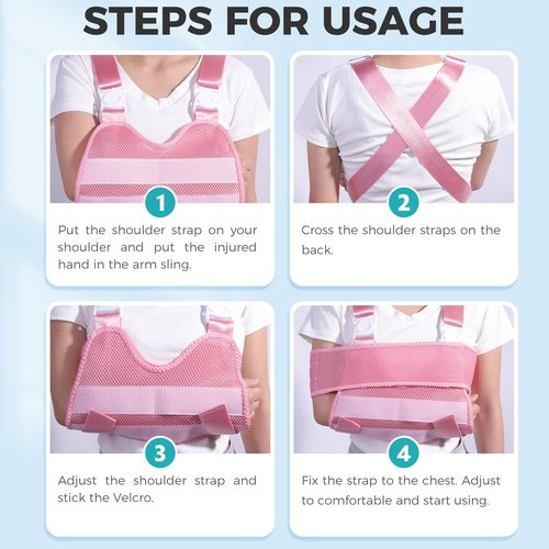 ENLUNTRA Kids Upper Extremity Sling, Breathable & Comfort Arm Sling Shoulder Immobilizer，Adjustable Arm Sling for Elbow Injury(Pink-XS)