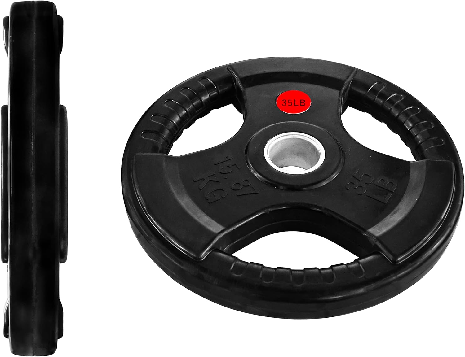 Signature Fitness Olympic 2-Inch Cast Iron Weight Plates - 35LB Pair for Strength Training