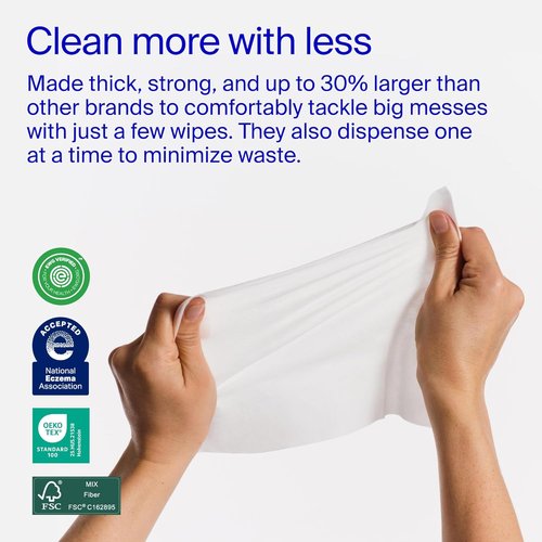 Coterie Baby Wipes - Unscented, Hypoallergenic, 99% Purified Water | 8 Pack, 448 Count, Plastic-Free