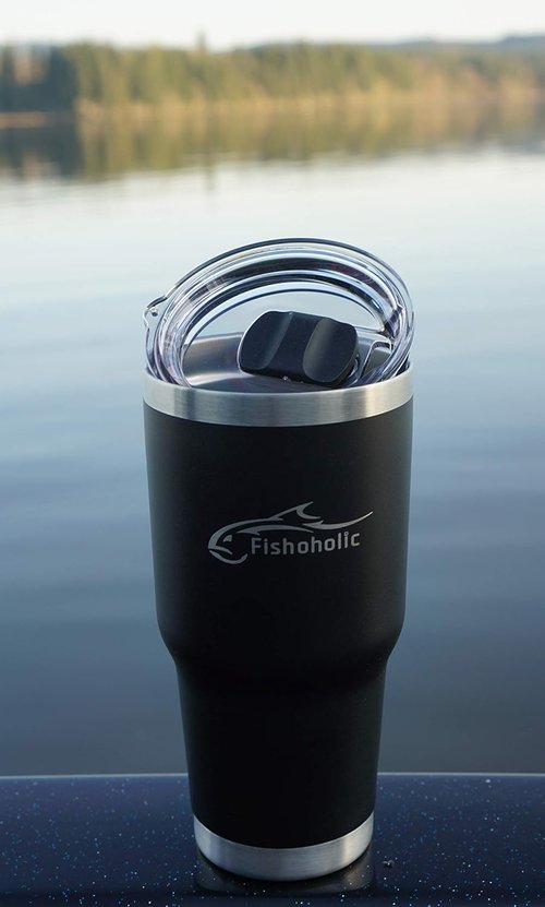 Fishoholic Tumbler - 20oz or 30oz Stainless Steel Mug with Magnetic Slide Lid | Double Wall, Vacuum Insulated for Hot & Cold Drinks