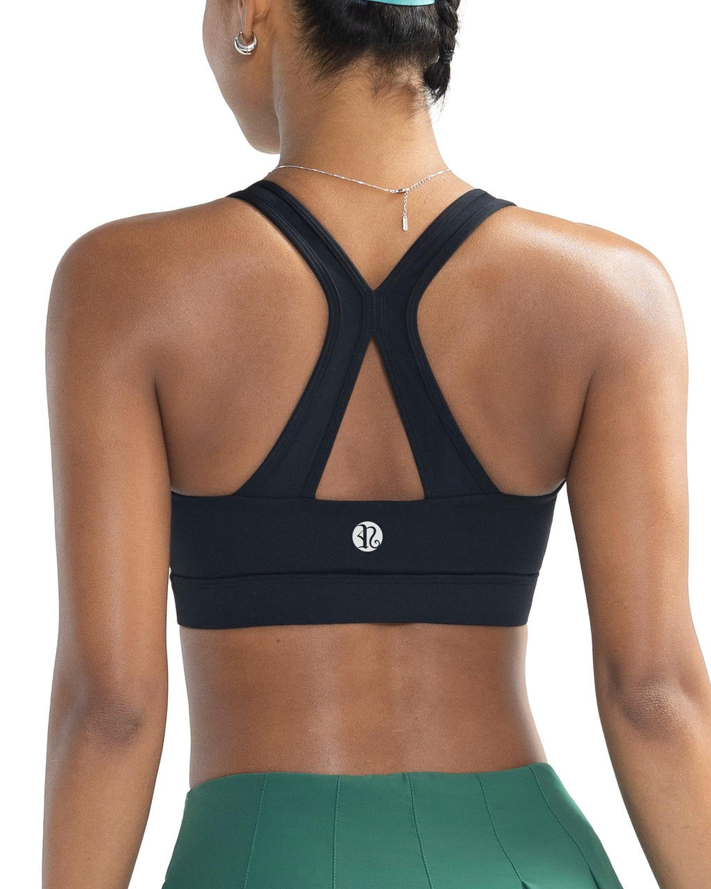 RUNNING GIRL Sports Bras for Women High Support,High Impact V Neck Molded Cup Black Sports Bra Running Workout Bra with Sewn in Pads(WX3160Black_M)