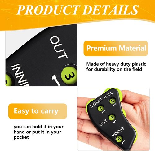 Deekin 4 Wheel Baseball Umpire Clicker - Black Scorekeeper Indicator for Outs & Innings Tracking