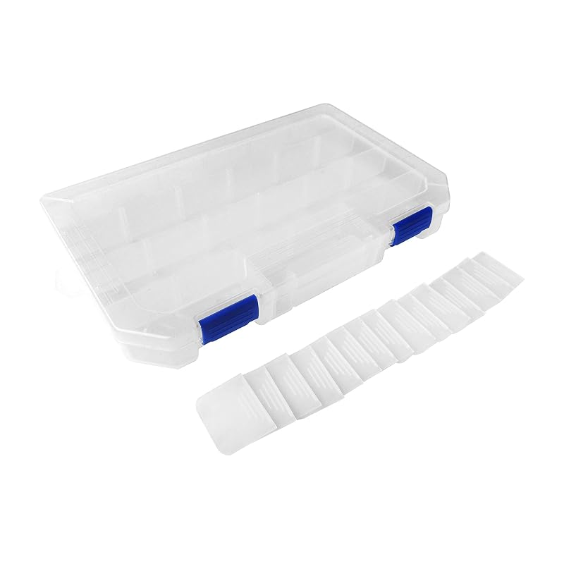 Large Plastic Tackle Box Storage Organizer with Adjustable Dividers – 4 Pack