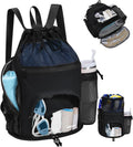 WANDF Swim Bag - Sandproof Beach Backpack with Wet Pockets & Tumbler Side Pockets | Black