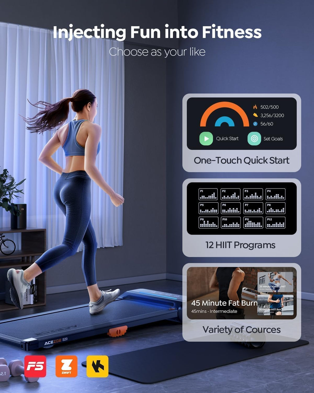 Walking Pad Treadmill - Compact Under Desk Design with 10% Incline | 285lbs Capacity, APP/Remote Control