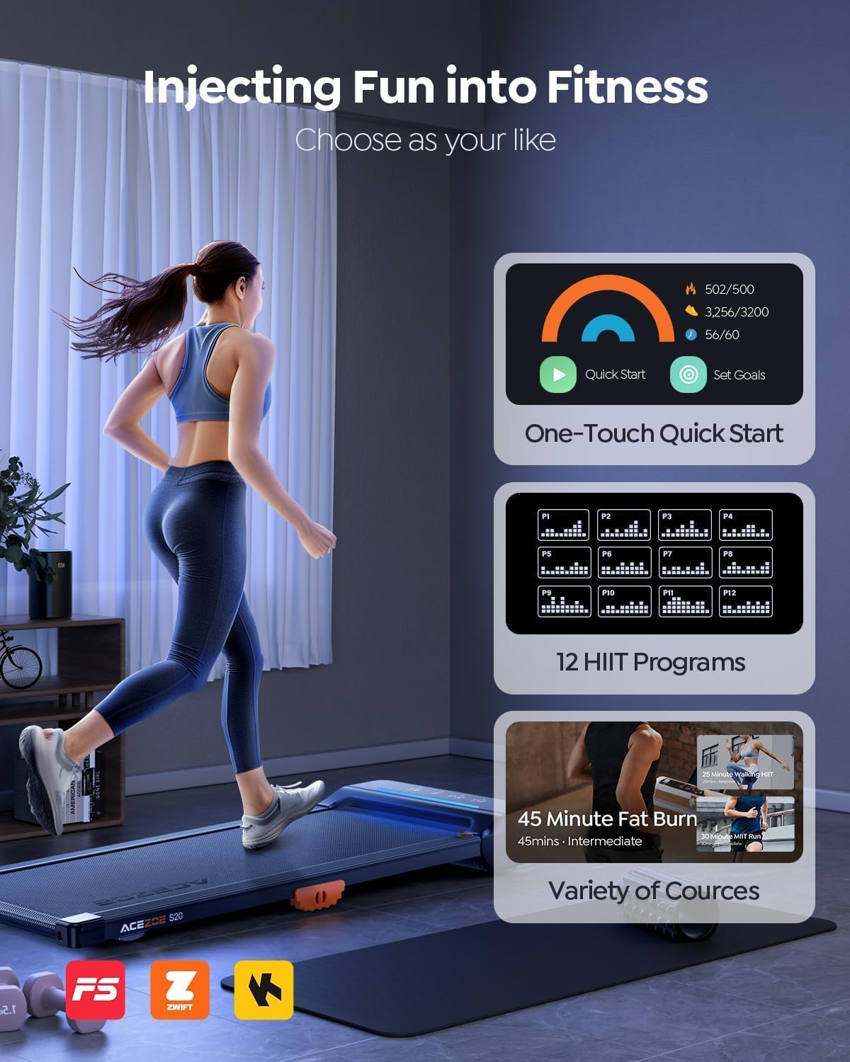Walking Pad Treadmill - Compact Under Desk Design with 10% Incline | 285lbs Capacity, APP/Remote Control