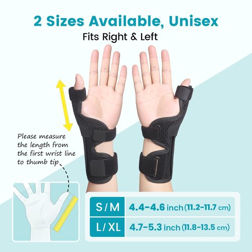 DrFinger Thumb Brace Spica Splint for Right & Left Hand, De Quervain's Tenosynovitis Splint, Breathable Wrist & Thumb Stabilizer, for Trigger Thumb, Arthritis, Tendonitis, Men and Women -Black (L/XL)