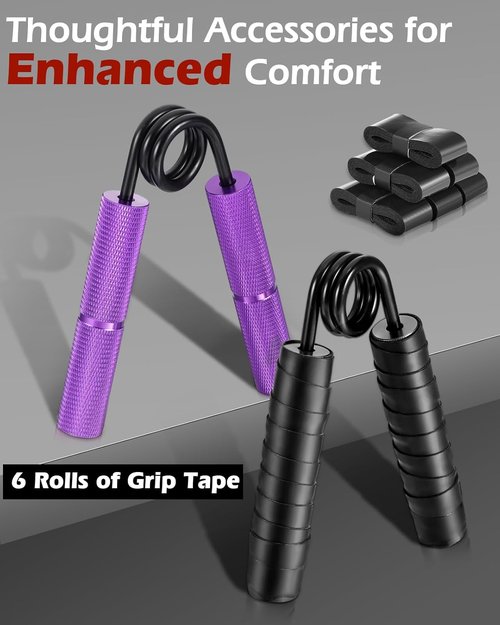 Hozzen Grip Strength Trainer Set - 6 Pack No-Slip Hand Grips for Strength Training & Recovery (50-350LB)