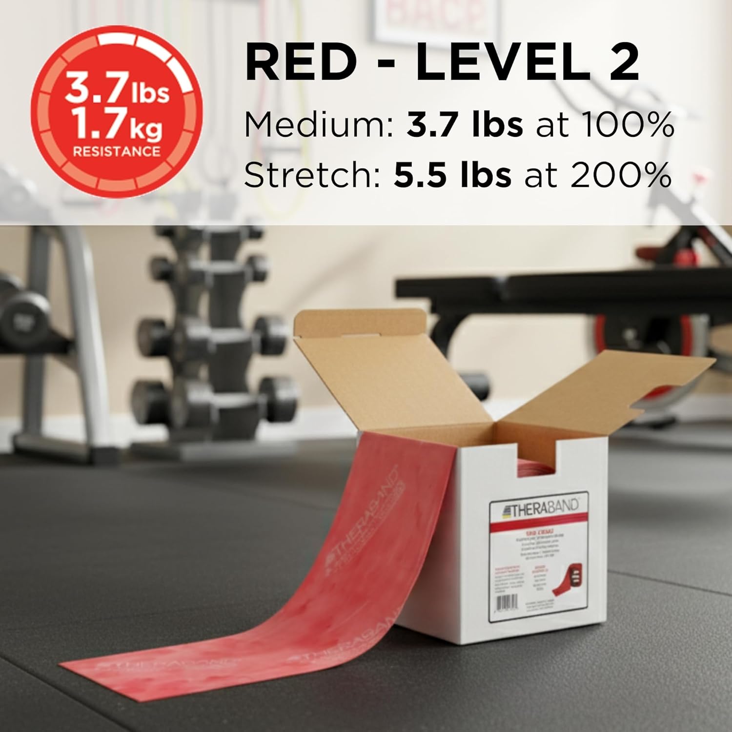 TheraBand Resistance Band - Non-Latex Professional Elastic Bands for Upper & Lower Body Exercise | Rehab & Pilates