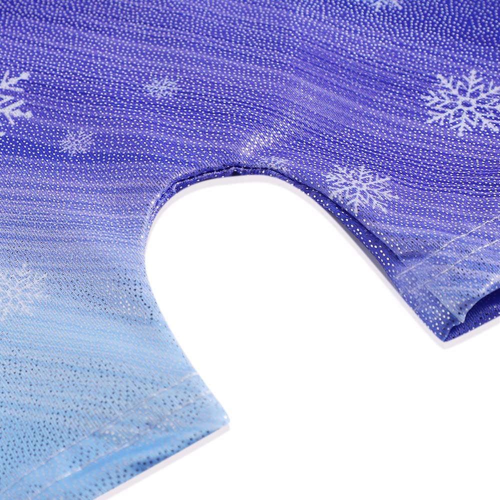 Leotards for Girls Gymnastics Unicorn Athletic Dance Wear Shiny Rainbow Blue Hotpink (Purple Snowflake, 5/6 Years)