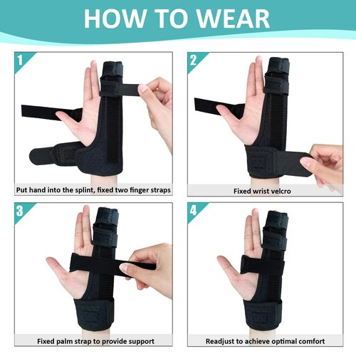 GenetGo Metacarpal Finger Splint Hand Brace - Pinky Ring Finger Immobilizer For Boxer Fractures -Fit for Both Left or Right Hand (Medium)