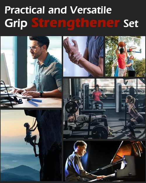 Hozzen Grip Strength Trainer, 6 Pack Grip Strength Trainer Set (50-200LB), No Slip Hand Grip Strengthener, Wrist Forearm Strengthener with Grip Tape for Strength Training, Exercise, Injury Recovery