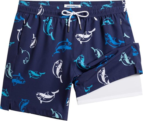 Maamgic Men's Swim Trunks - 2 in 1 Board Shorts with 7-Inch Inseam | Versatile Swim Suits