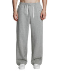 Susclude Baggy Sweatpants Men Wide Leg Fleece Lined Sweat Pants Heavyweight Slacks Elastic Lounge Loose Fit Oversize Pants Light Grey
