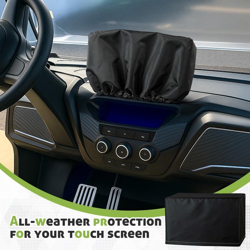 Copkim Golf Cart Waterproof Touchscreen Cover with Drawstring 10 x 4.5 x 7 Inch Oxford Fabric Black Waterproof Protection Golf Cart Accessories Protects Screen Device from Adverse Weather Damage