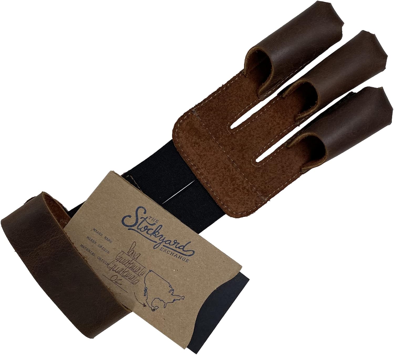 Three-Finger Archery Glove, Bow and Arrow Shooting, Target Practice, Accessory for Archers, Protection for Wrist & Fingers, Full Grain Leather, Handmade, Bourbon Brown