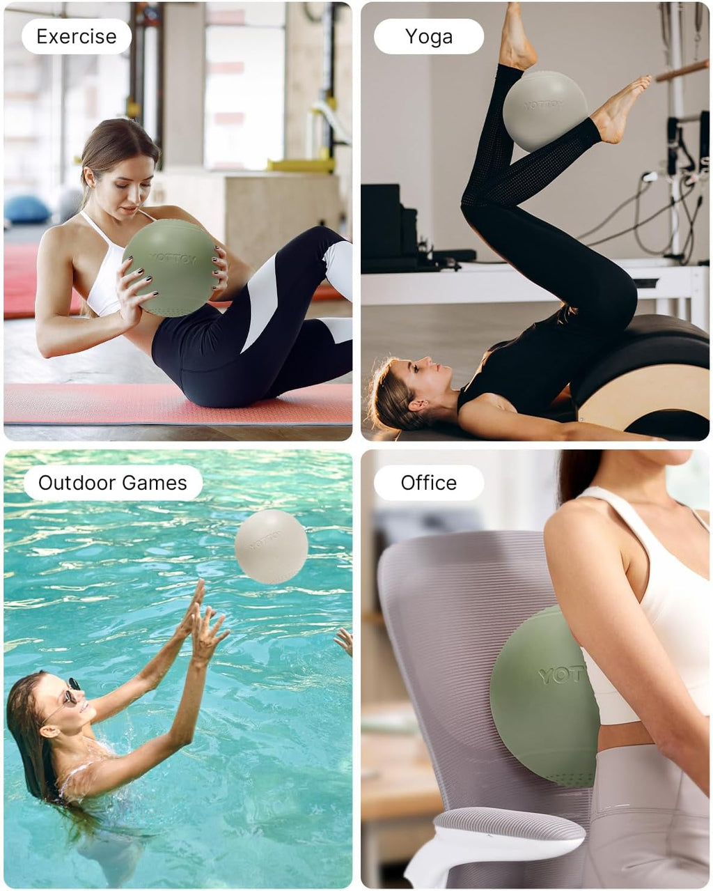 YOTTOY 9-Inch Pilates Ball - Anti-Burst Small Exercise Ball for Yoga, Physical Therapy & Home Workouts