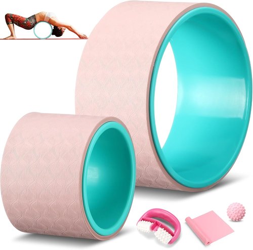 Arrowbash Yoga Wheel Set - 5 Pack Back Stretcher for Deep Tissue Massage & Pain Relief | Includes Foam Roller, Therapy Ball & Resistance Bands
