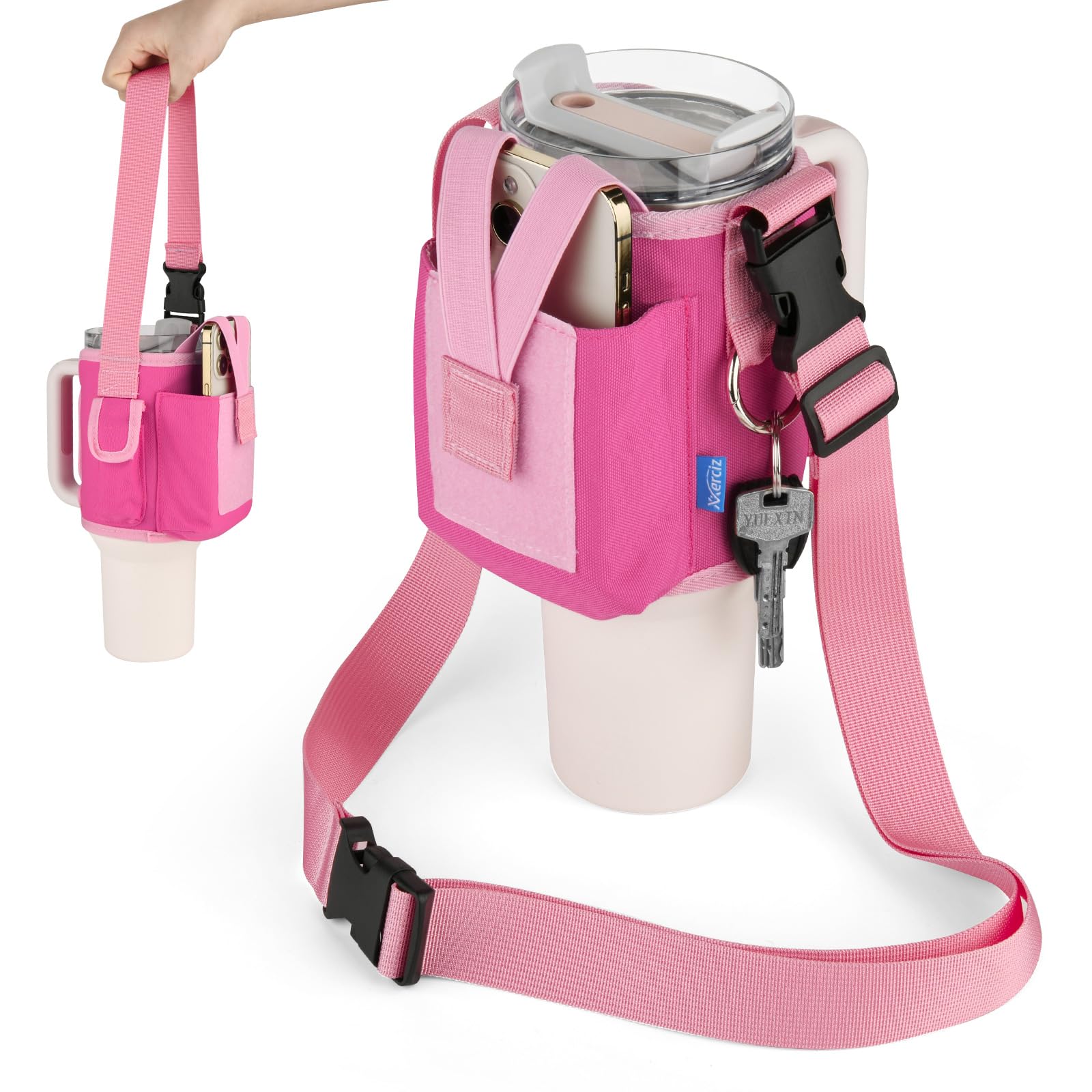 Xxerciz Carrier Bag for Stanley 40 oz Tumbler with Handle, Crossbody Bag with Phone Holder Pocket, Water Bottle Bag with Adjustable Strap for Stanley Cup Accessories