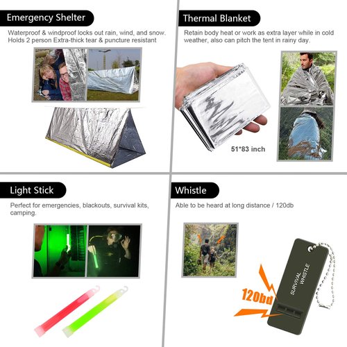 Survival Kit, 151 Pcs First Aid Kit Survival Gear and Supplies Emergency Kit with Bug Out Bag Tactical Military Grade Molle IFAK for Camping, Earthquake, Hiking, Hunting, Gifts for Men Dad (Khaki)