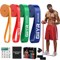 Giiyr Resistance Bands Set for Men & Women - 4 Levels Exercise Band with Door Anchor, Pull Up Bands for Strength Training, Stretching, Powerlifting, Home Workouts (Orange, red, Green, Blue)