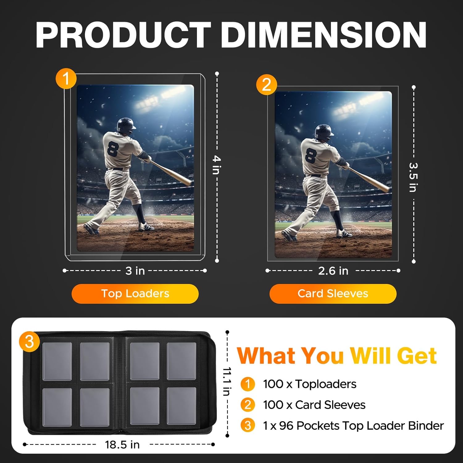 Skiennix 200 Card Sleeves - Top Loaders & Soft Sleeves Bundle | 3" x 4" Hard Plastic Protectors for Sports Trading Cards