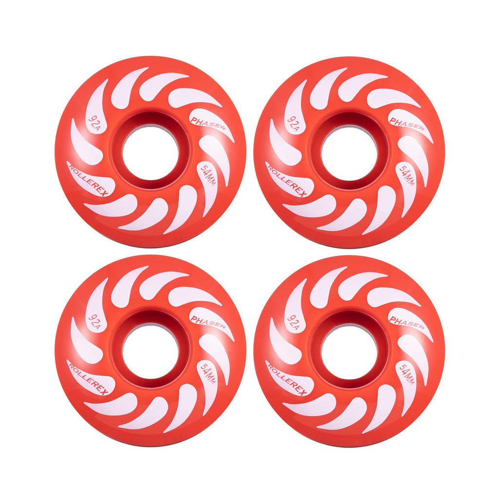 Rollerex Phaser 92A 54mm Skateboard Wheels 4-Pack Durable 32mm Width Cruiser Wheels for Skateboards – Smooth Ride & Easy Installation (Rocket Red)