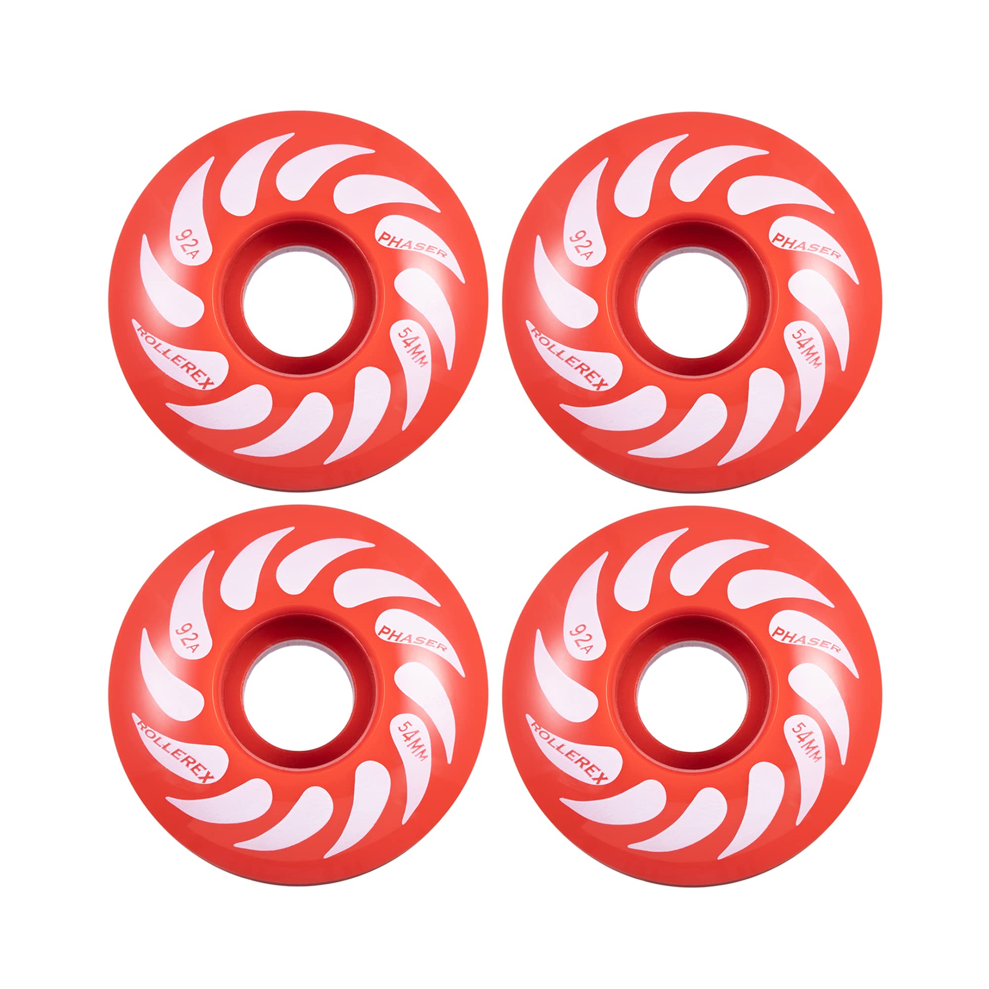 Rollerex Phaser 92A 54mm Skateboard Wheels 4-Pack Durable 32mm Width Cruiser Wheels for Skateboards – Smooth Ride & Easy Installation (Rocket Red)