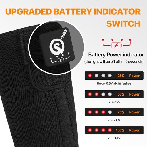 SNOW DEER Upgraded Rechargeable Electric Heated Socks,7.4V 2200mAh Battery Powered Cold Weather Heat Socks for Men Women,Outdoor Riding Camping Hiking Motorcycle Skiing Warm Winter Socks（XL）